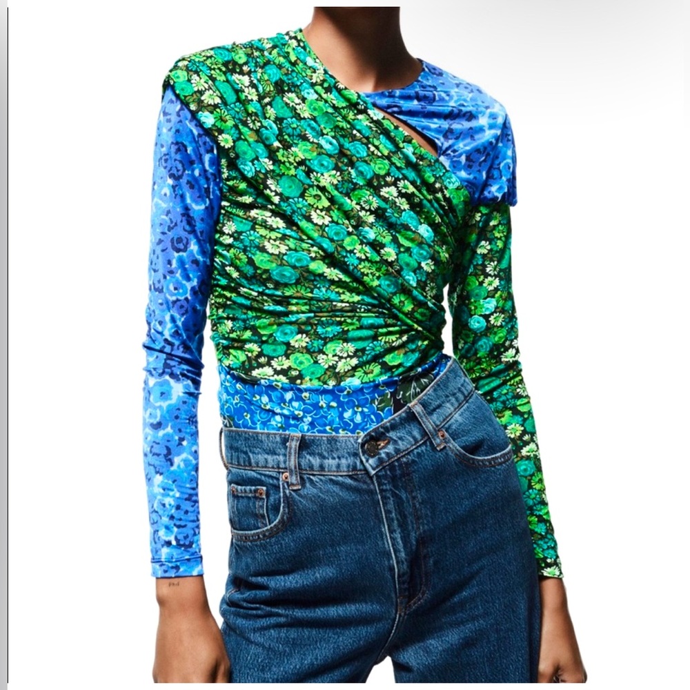 Multi color Zara draped print top